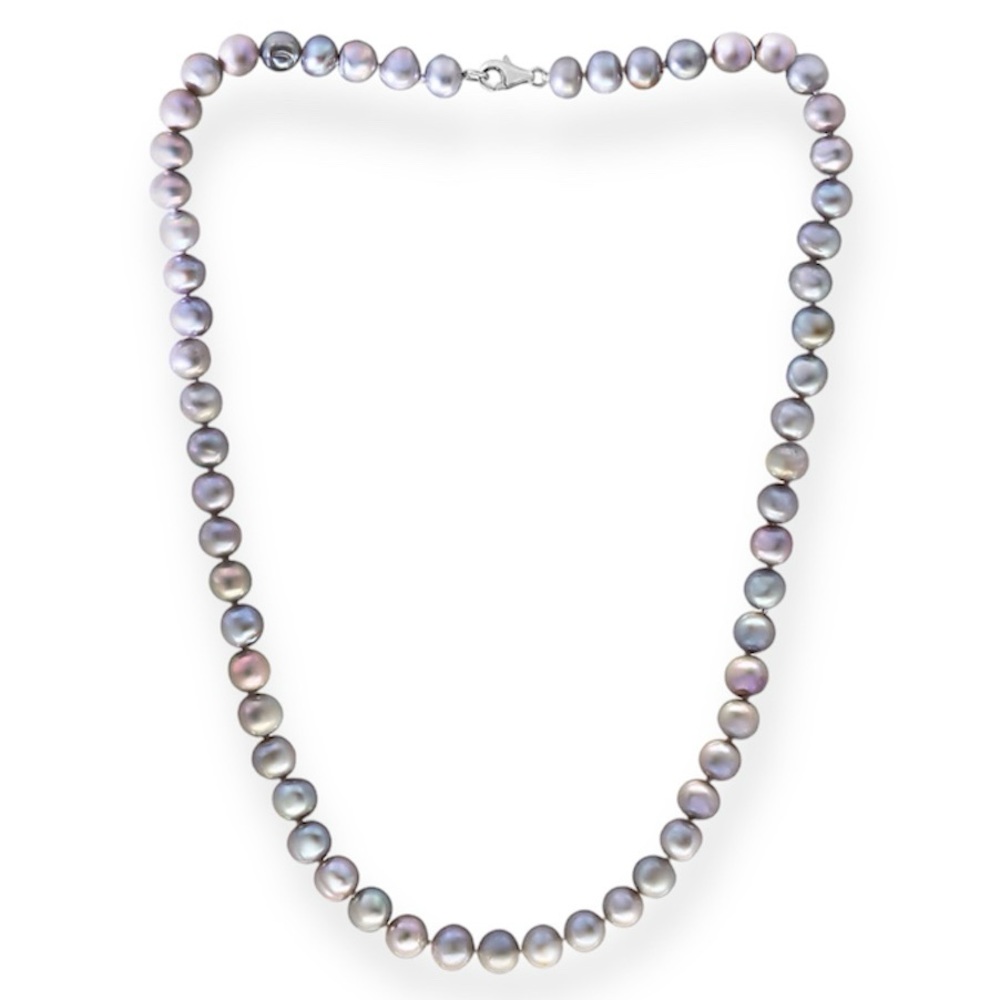 EFFY Pearl Necklace 7-8 Millimeter Black Freshwater Pearls Silver Claw Clasp NWT